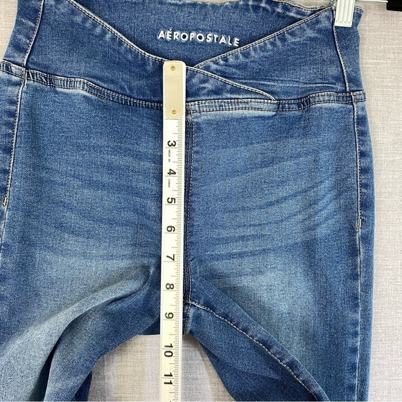 Aeropostale Pull on Flare Jeans Womens XS Medium Wash Blue Mid Rise Factory Fade - Picture 9 of 12